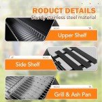 Flamaker Charcoal Grill with Side Oven & Thermometer