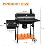 Flamaker Charcoal Grill with Side Oven & Thermometer