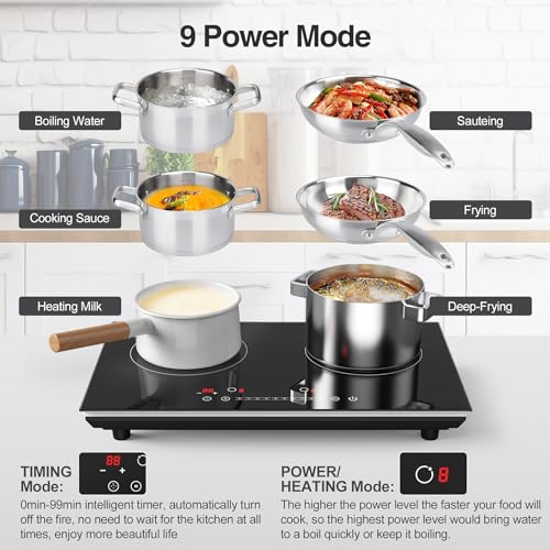 24 inch Double Induction Cooktop with Hot Plate
