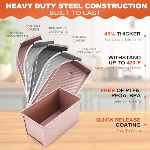 Premium Non-Stick 2-Pack Pullman Loaf Pan, 1 lb/0.5 lb Capacity