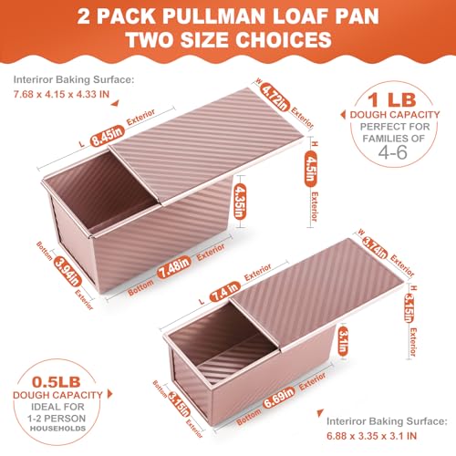 Premium Non-Stick 2-Pack Pullman Loaf Pan, 1 lb/0.5 lb Capacity