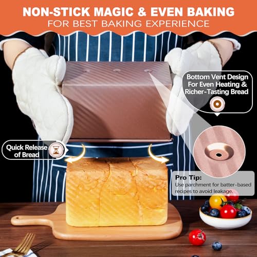 Premium Non-Stick 2-Pack Pullman Loaf Pan, 1 lb/0.5 lb Capacity