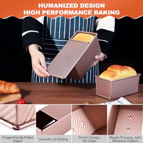 Premium Non-Stick 2-Pack Pullman Loaf Pan, 1 lb/0.5 lb Capacity