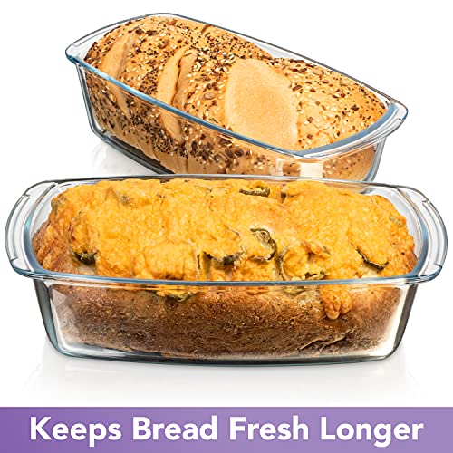 Razab Large Glass Loaf Pan Set - Airtight Covers