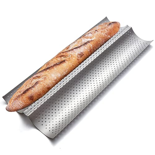 Nonstick Baguette Baking Pans - 2 Loaves, Silver