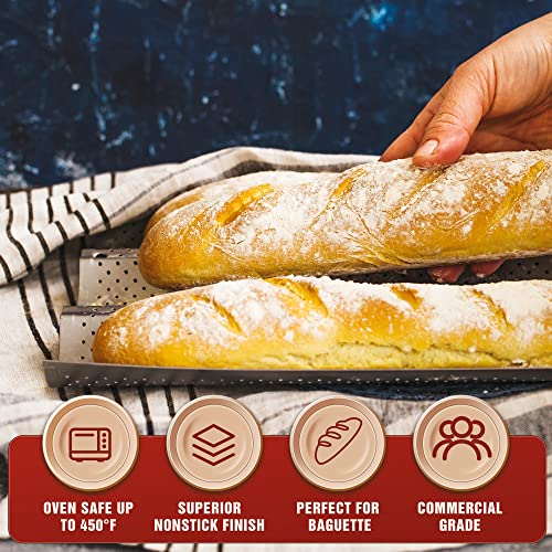 Nonstick Baguette Baking Pans - 2 Loaves, Silver