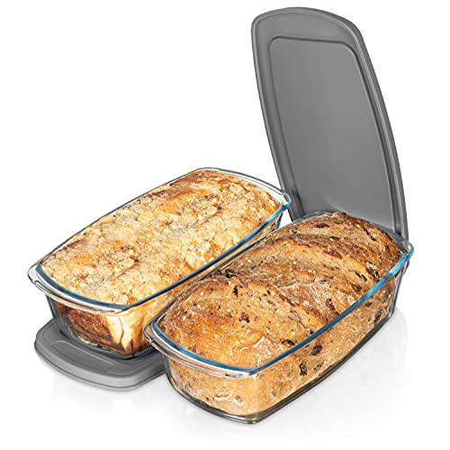 Razab Large Glass Loaf Pan Set - Airtight Covers