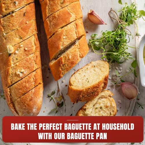 Nonstick Baguette Baking Pans - 2 Loaves, Silver