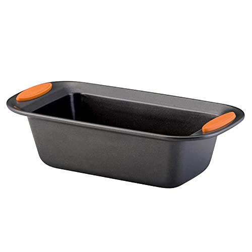 Rachael Ray Nonstick Loaf Pan, 9-Inch Gray/Orange Handles
