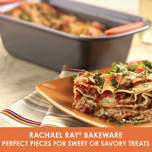Rachael Ray Nonstick Loaf Pan, 9-Inch Gray/Orange Handles