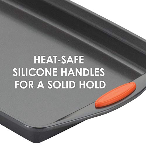 Rachael Ray Nonstick Loaf Pan, 9-Inch Gray/Orange Handles