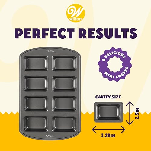 Wilton Non-Stick Mini Loaf Pan, 8-Cavity, Gray