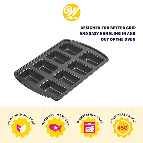 Wilton Non-Stick Mini Loaf Pan, 8-Cavity, Gray