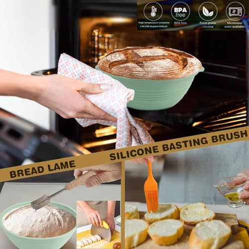 HEBEICRMY Silicone Sourdough Proofing Baskets with Steel Rings