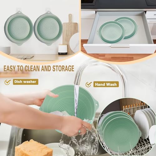 HEBEICRMY Silicone Sourdough Proofing Baskets with Steel Rings