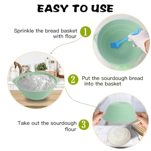 HEBEICRMY Silicone Sourdough Proofing Baskets with Steel Rings