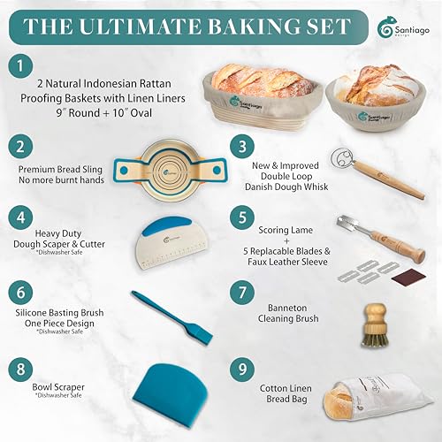 Santiago Design® Bread Proofing Basket Set | 14 Pieces