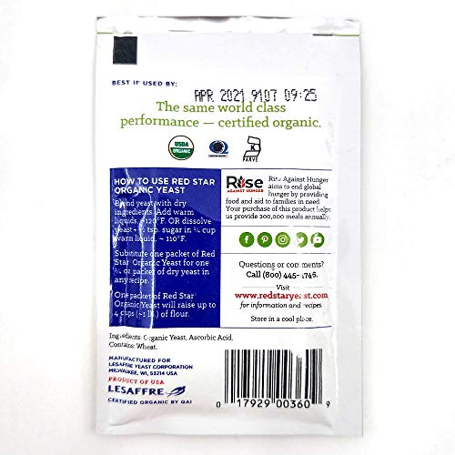 Organic Red Star Yeast - 5 Packets of Lesaffre