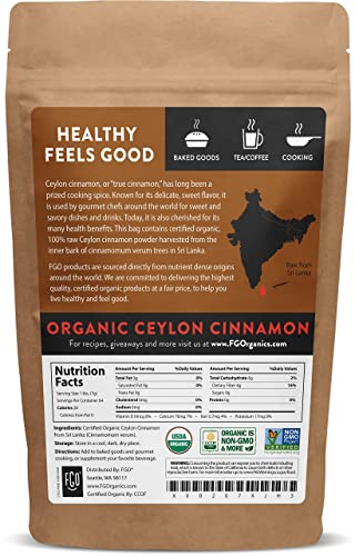 Organic Ceylon Cinnamon Powder, Raw Sri Lanka, 16oz