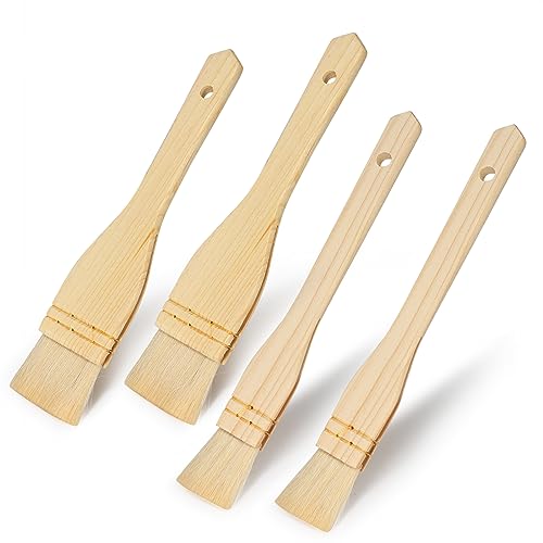 4Pcs Pastry Brushes with Boar Bristles and Hardwood Handles