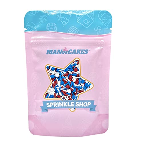 Patriotic Red White Blue Cookie Sprinkles, Manvscakes Chocolate