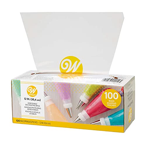 Wilton 12-Inch Disposable Cake Decorating Pastry Bags, 100-Pack