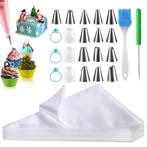 100pc Disposable Piping Bags with Tips for Baking