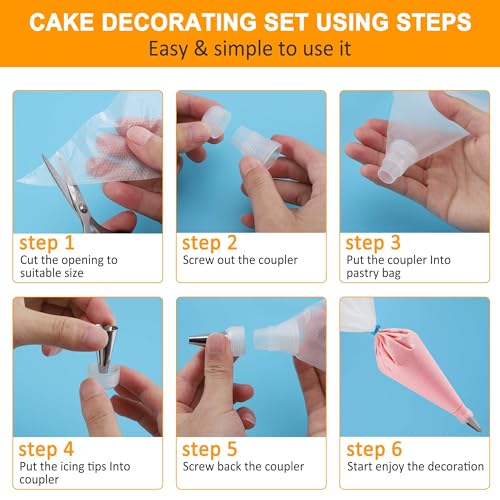 100pc Disposable Piping Bags with Tips for Baking