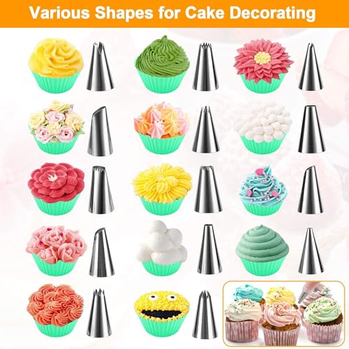 100pc Disposable Piping Bags with Tips for Baking