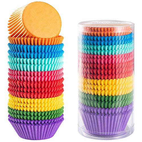 Gifbera Bright Rainbow Cupcake Liners 400-Count