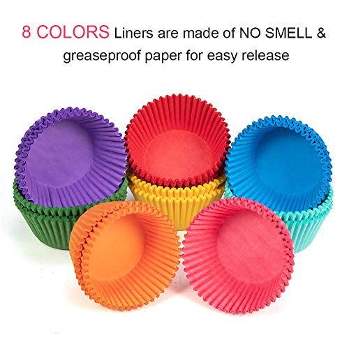 Gifbera Bright Rainbow Cupcake Liners 400-Count