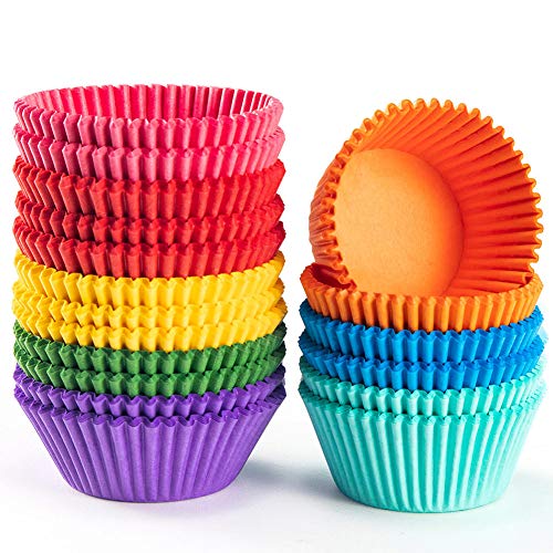 Gifbera Bright Rainbow Cupcake Liners 400-Count