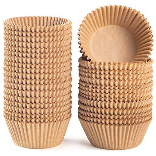 Caperci Natural Cupcake Liners 500-Pack, Food Grade & Grease-Proof