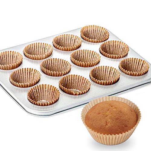 Caperci Natural Cupcake Liners 500-Pack, Food Grade & Grease-Proof