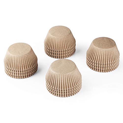 Caperci Natural Cupcake Liners 500-Pack, Food Grade & Grease-Proof