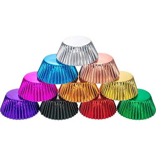 Sumind Foil Cupcake Liners in 10 Colors, 200-Pack