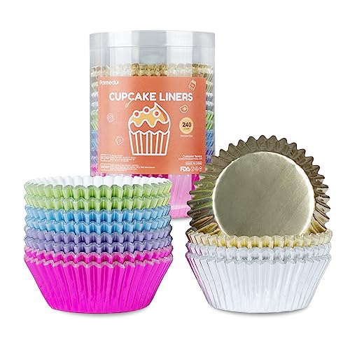 240pcs Metallic Foil Cupcake Liners - Standard Size