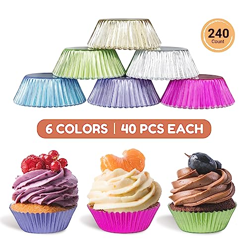 240pcs Metallic Foil Cupcake Liners - Standard Size