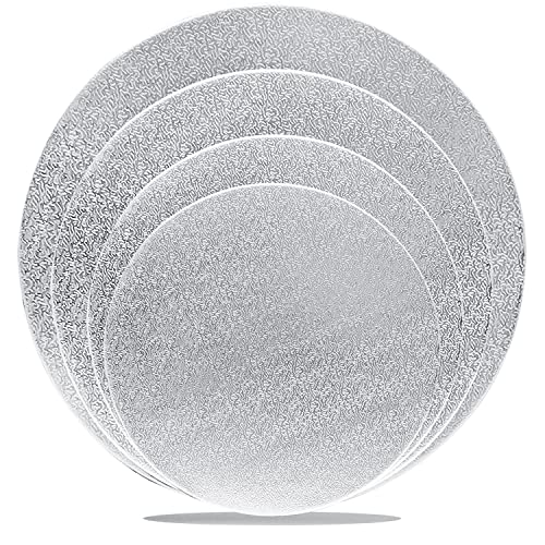 Set of 4 Silver Cake Boards in Various Sizes