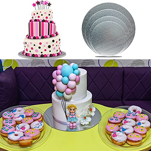 Set of 4 Silver Cake Boards in Various Sizes