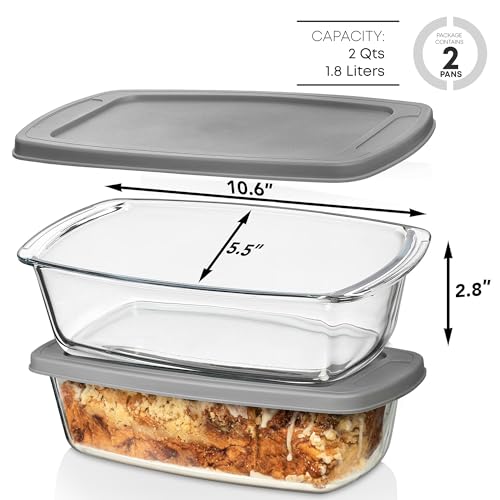 Razab Large Glass Loaf Pan Set - Airtight Covers