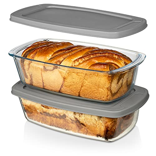 Razab Large Glass Loaf Pan Set - Airtight Covers