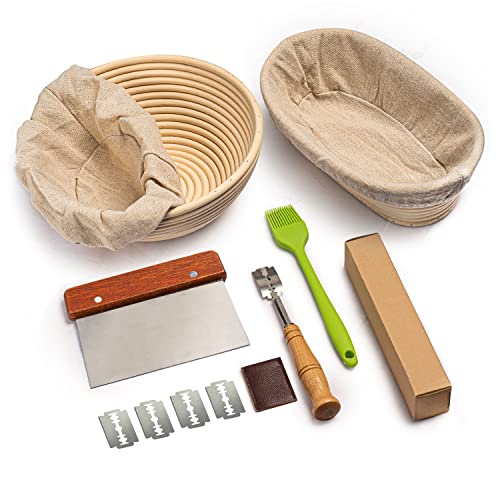 RORECAY Bread Banneton Proofing Basket Set - 2 Sizes