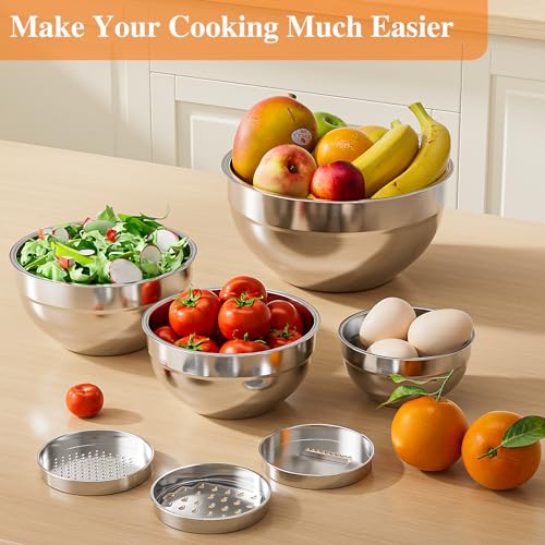 Stainless Steel Mixing Bowls Set with Lids, 6-Piece
