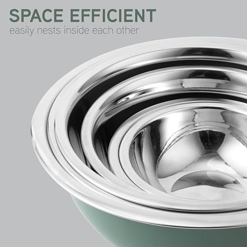 Stainless Steel Mixing Bowls Set - 6 Piece Green