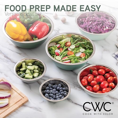 Stainless Steel Mixing Bowls Set - 6 Piece Green