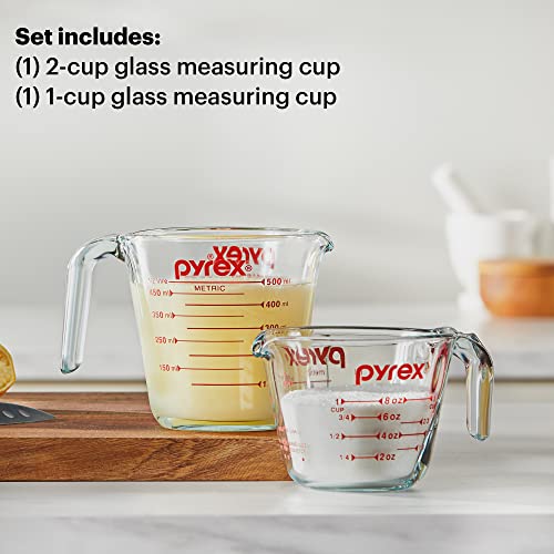 Pyrex Glass Measuring Cup Set - 1-Cup & 2-Cup