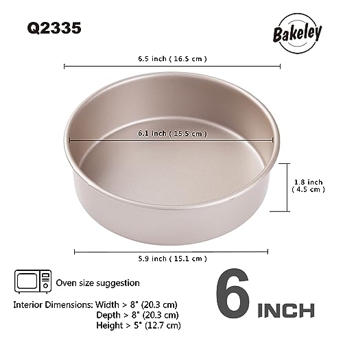 Bakeley 4Pcs 6-Inch Non-Stick Round Cake Pan Set