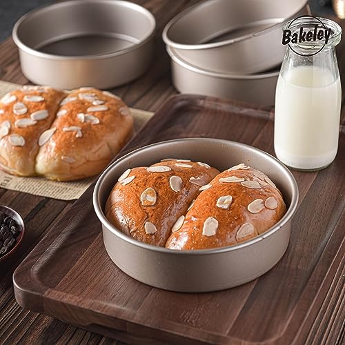 Bakeley 4Pcs 6-Inch Non-Stick Round Cake Pan Set