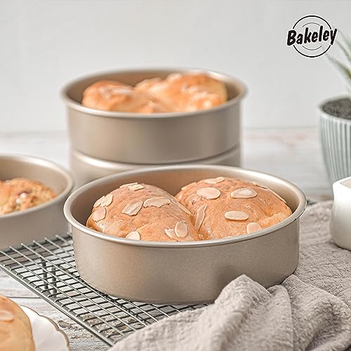 Bakeley 4Pcs 6-Inch Non-Stick Round Cake Pan Set
